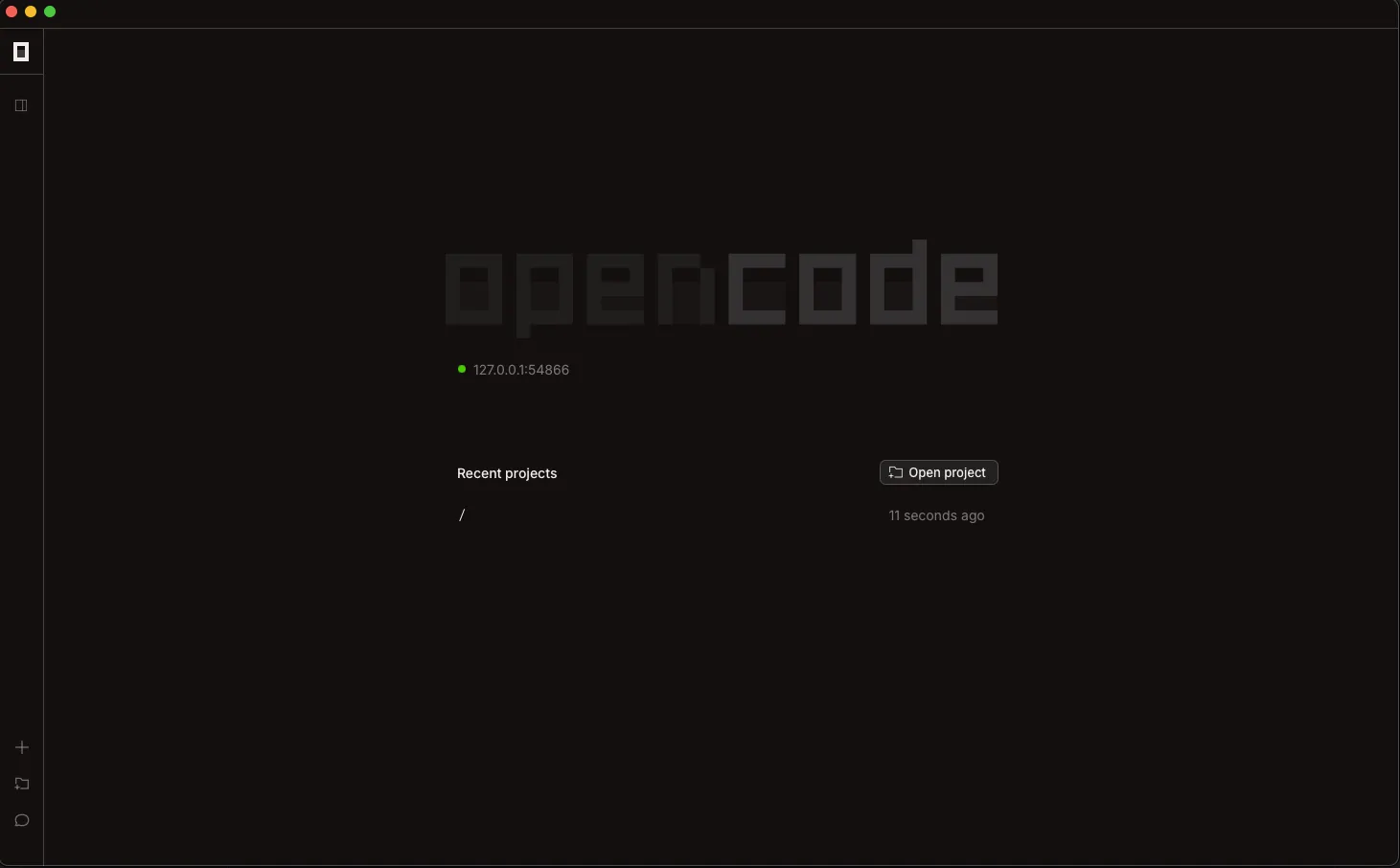 OpenCode 桌面版启动后的初始界面，干净简洁